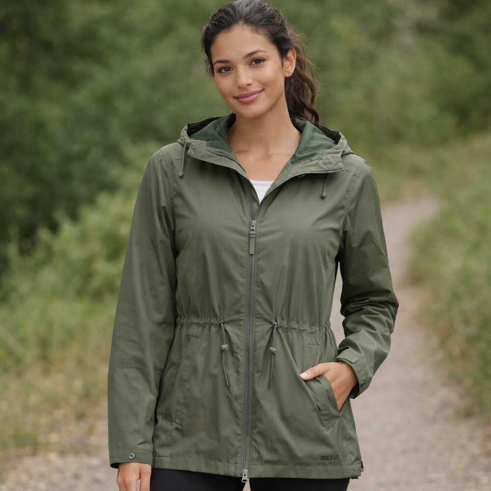 REI Co-op Women’s Green Hooded Rain Jacket Size F19 Lightweight Shell Size S